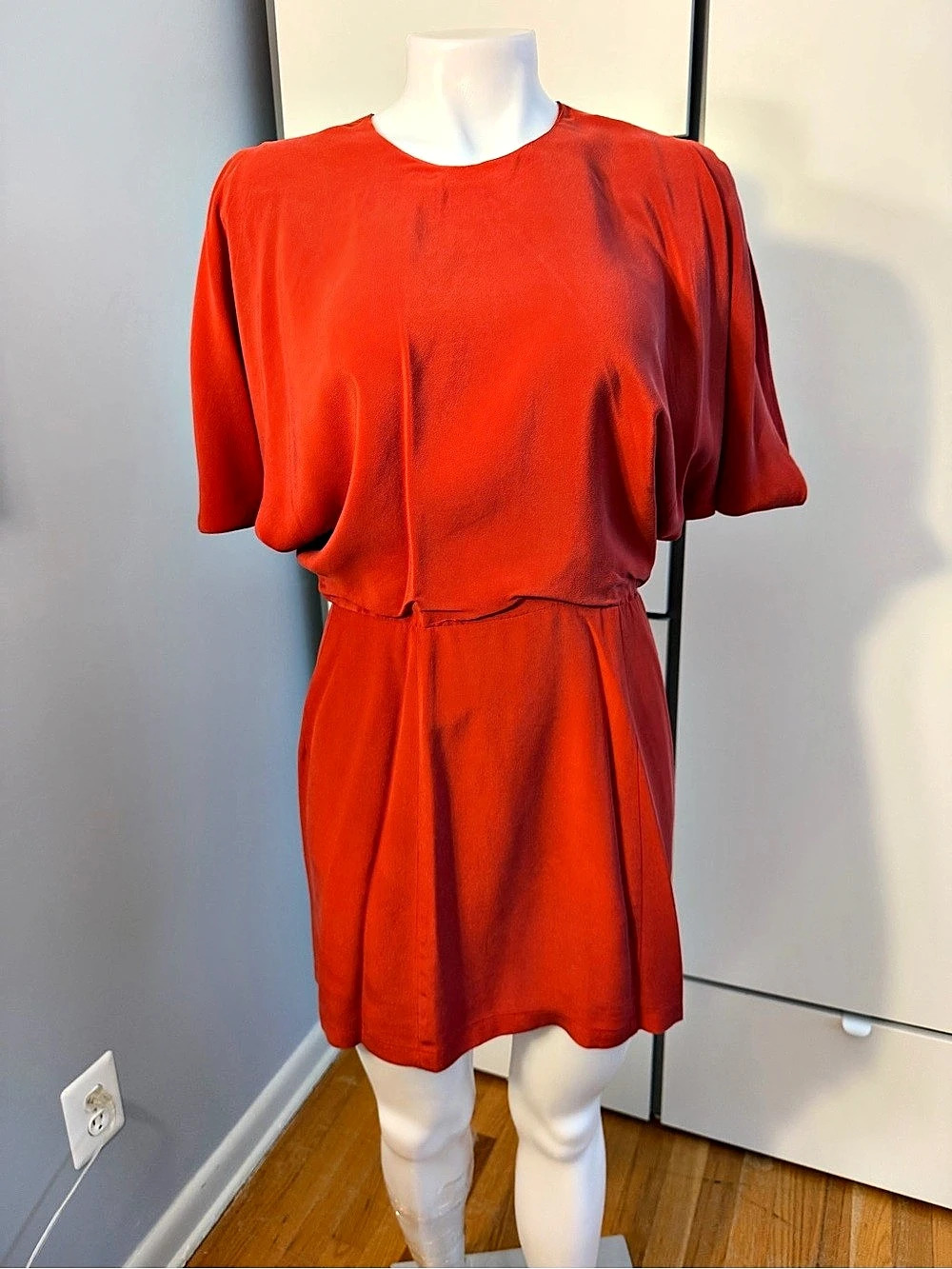 wren Silk Mini Dress in Red Like New